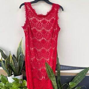 Elegant Red Lace Dress
